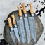 Artisan Crafted 5-Piece Acid Washed Stainless Steel Knife Set with Olive Wood Handles & Leather Roll - Korvel