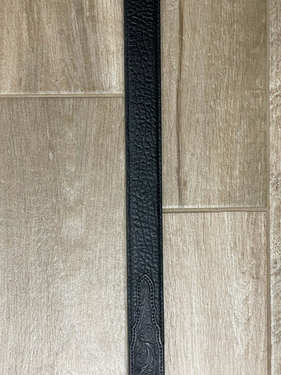 Nocona Men's 1.5" Black Bullhide Belt with Floral Embossing - Korvel