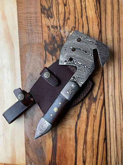 Premium Damascus Steel EDC Axe with Wooden Handle - Korvel