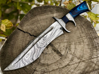 Exquisite Handmade Damascus Steel Bowie Knife - 16 Inches - Korvel