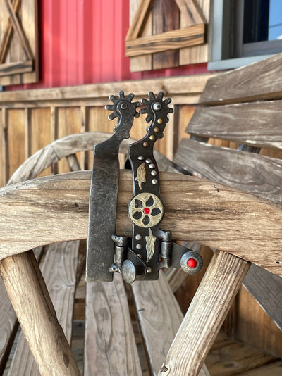 Vintage Red Stone Western Spurs - Korvel