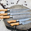 Artisan Crafted 5-Piece Acid Washed Stainless Steel Knife Set with Olive Wood Handles & Leather Roll - Korvel