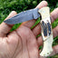 Exquisite Custom Handmade Damascus Steel Folding Pocket Knife with Antler Horn and Brass Handle - Korvel