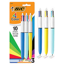 Stylo à bille rétractable BIC® 4 couleurs – Pack de 6