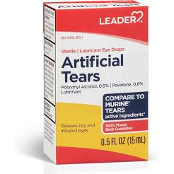 Gouttes oculaires lubrifiantes Leader – 0,5 % de carboxyméthylcellulose sodique (2 x 15 mL)