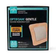 Optifoam Gentle DS Silicone Foam Dressing – 4" x 4" (10 Count)