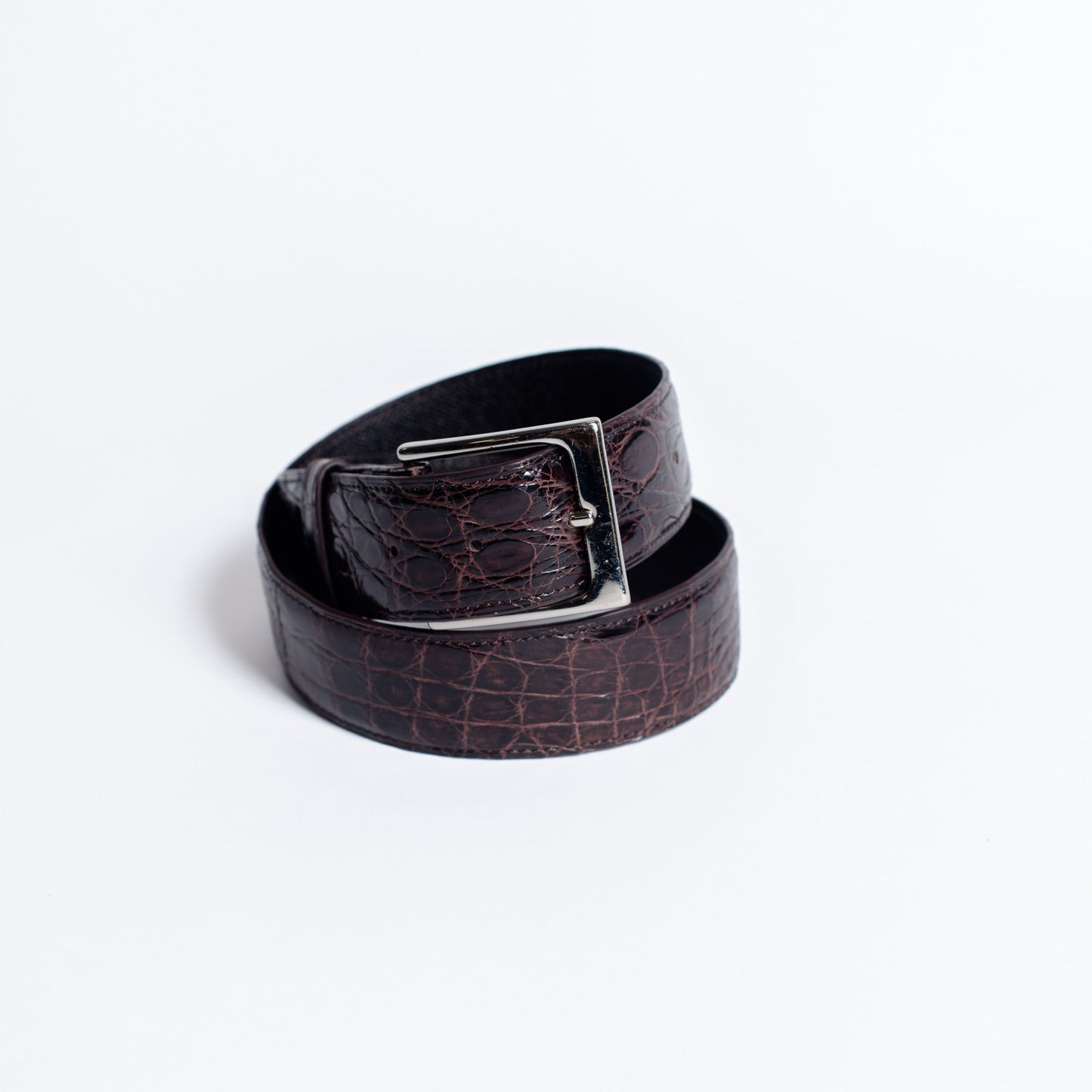 Ceinture en cuir pleine peau glacée marron foncé premium