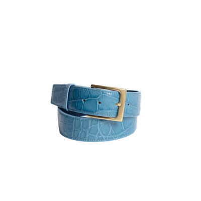 Ceinture en Cuir Bleu Ciel - Luxe Fait Main