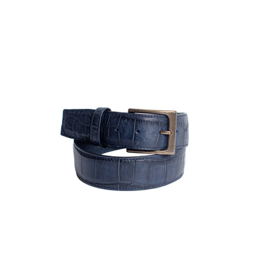 Ceinture en cuir pleine peau mate navy premium