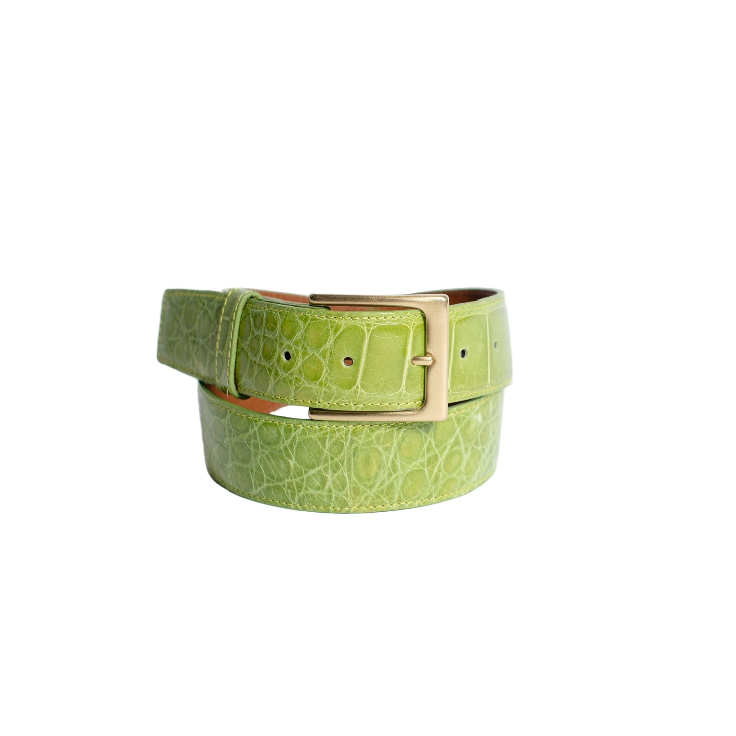 Ceinture en cuir pleine fleur premium en vert pomme