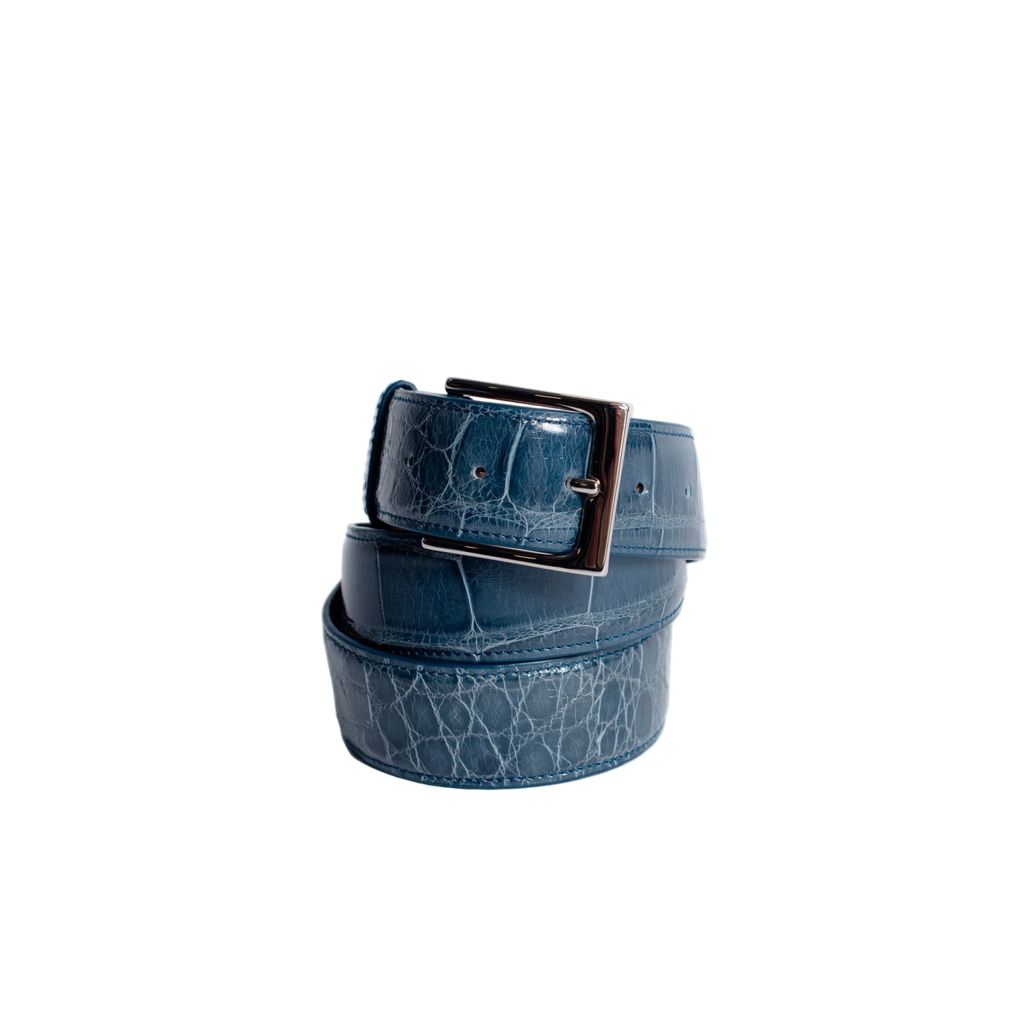 Ceinture en cuir pleine fleur premium en finition denim