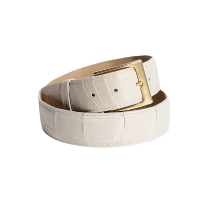 Bone Matte Alligator Full Skin Belt