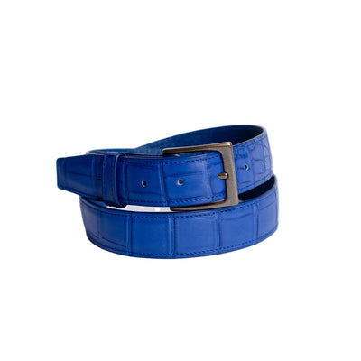 Cobalt Matte Alligator Full Skin Belt