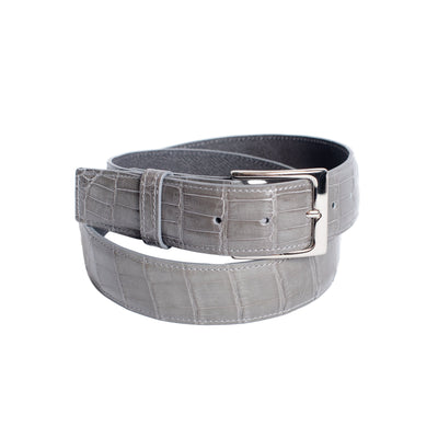 Ceinture en cuir pleine peau glacée gris clair premium