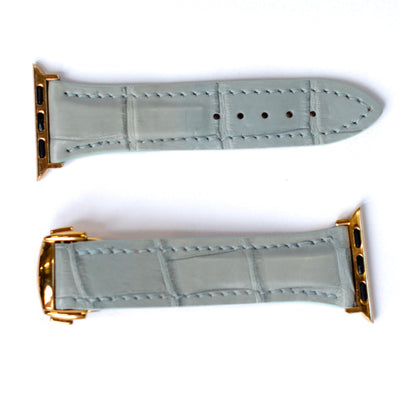 Sky Powder Matte Alligator Apple Watch Band