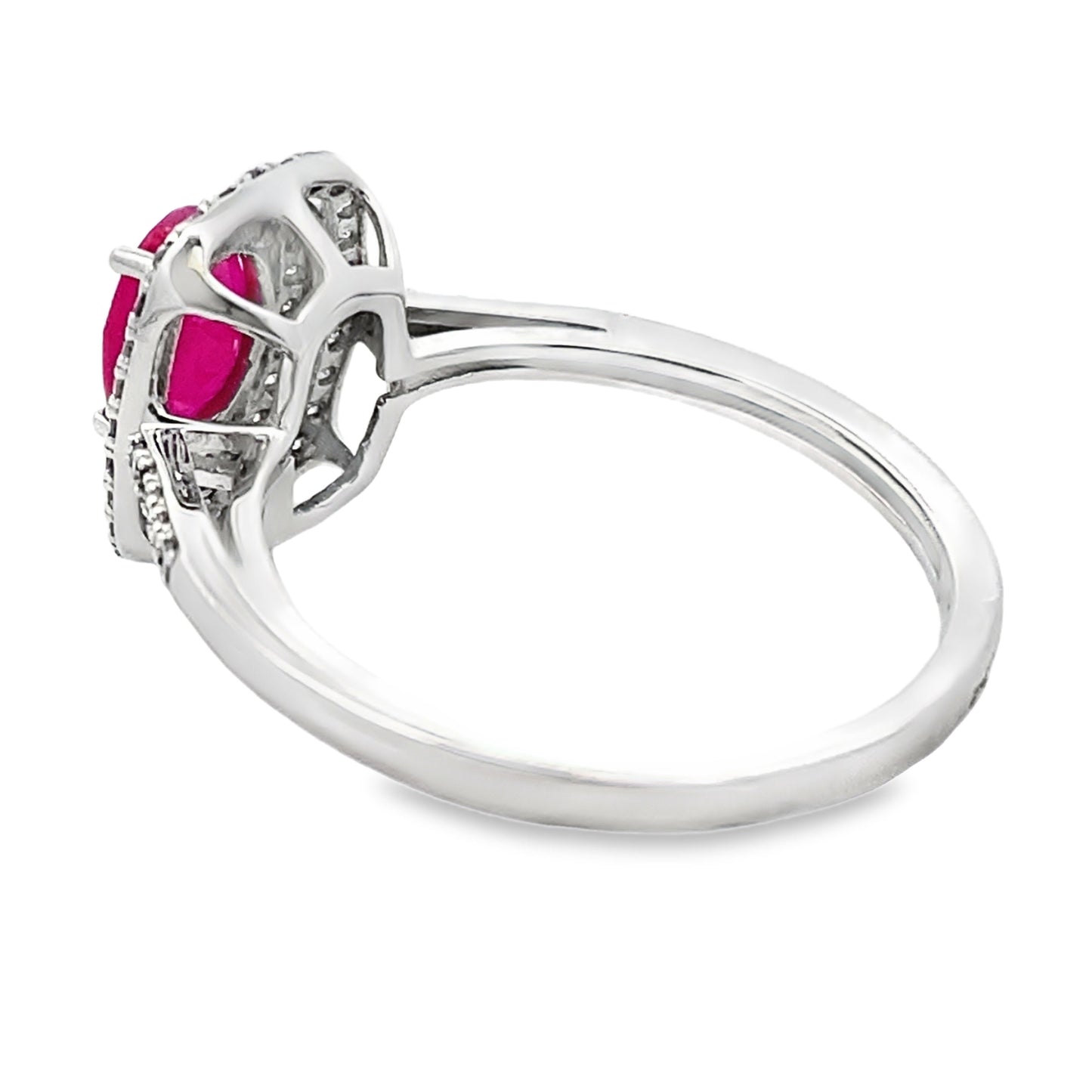 Genuine 1.29ct Ruby Diamond Ring in 10KT White Gold