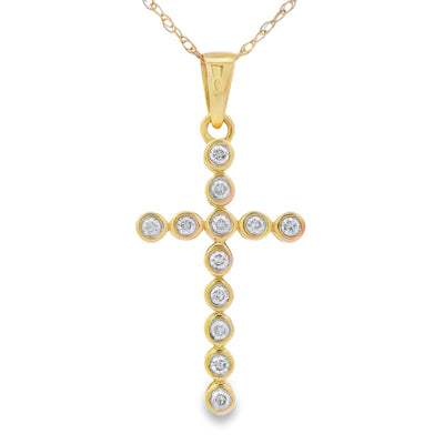 .12ct Diamond Cross Pendant in 14KT Yellow Gold