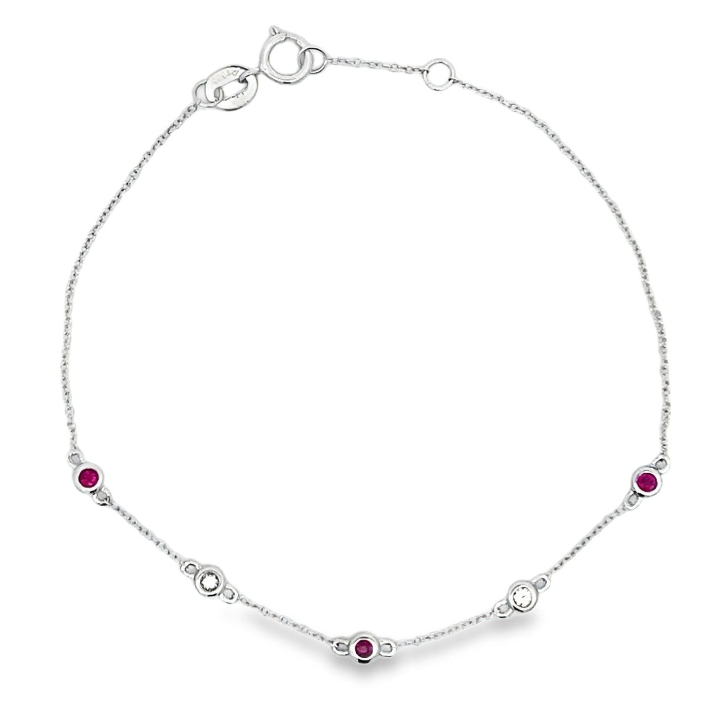 Natural Ruby and Diamond Bracelet in 14KT White Gold