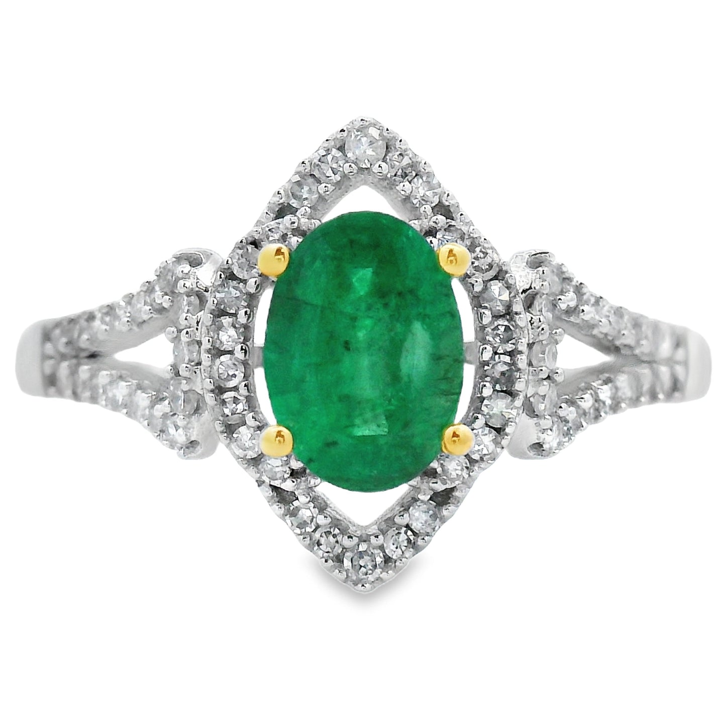 Genuine .94ct Emerald Diamond Ring in 14KT White Gold