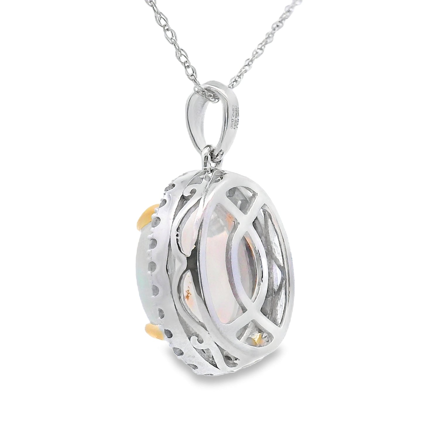 2.39ct Opal and Diamond Pendant in 10KT White Gold