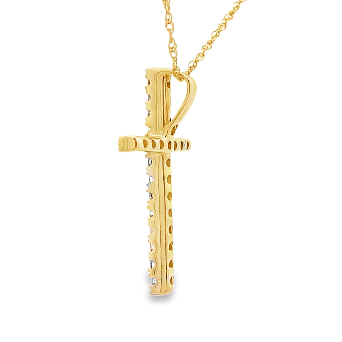 Pendentif Croix en Diamant de 0,19 ct en Or Jaune 14KT
