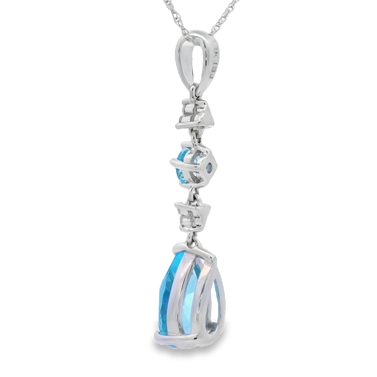 Elegant Blue Topaz and Diamond Pendant in 10KT White Gold