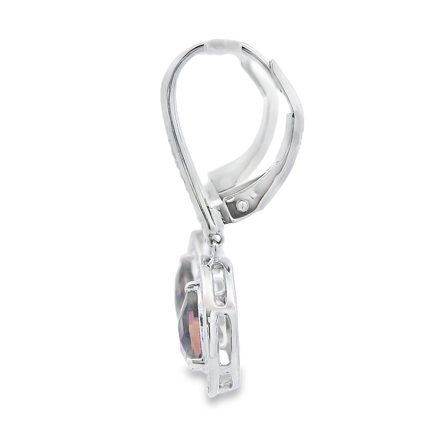 Boucles d'oreilles pendantes en diamant de quartz de 0,87 ct en or blanc 10KT