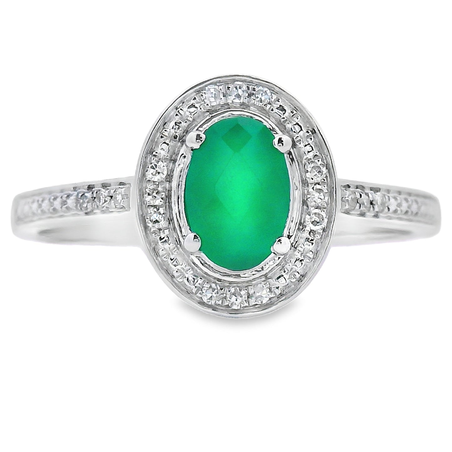 Genuine .53ct Chalcedony Diamond Ring in 10KT White Gold