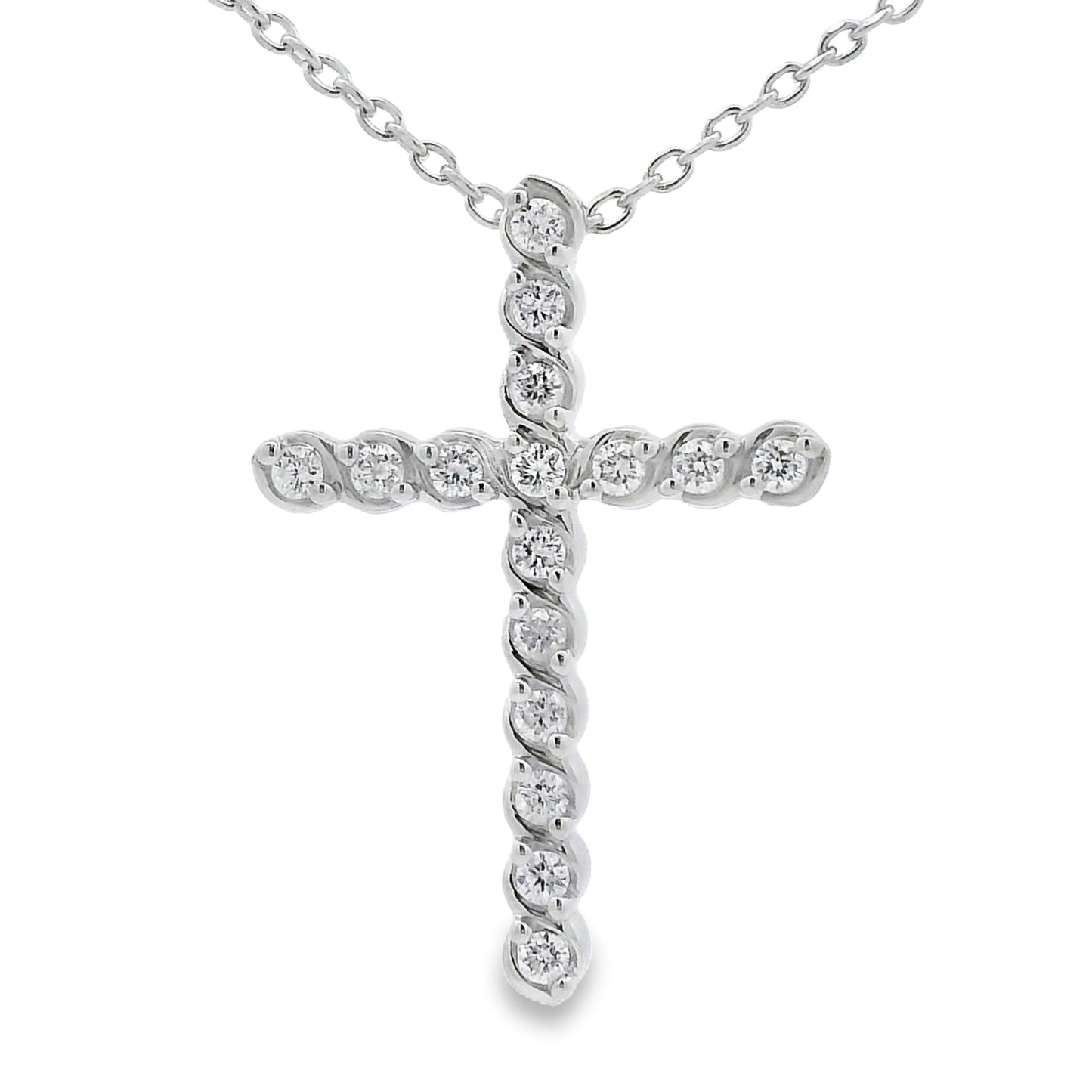 Genuine .50ct Cross Religious Pendant in Sterling Silver