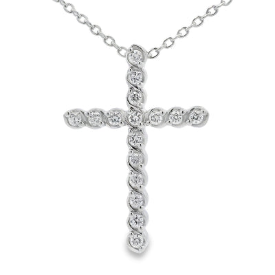 Genuine .50ct Cross Religious Pendant in Sterling Silver