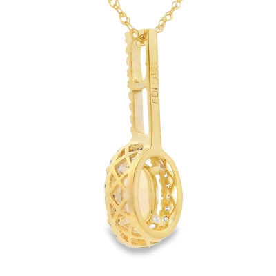 .10ct Pendentif de Mode en Opale et Diamant en Or Jaune 10KT