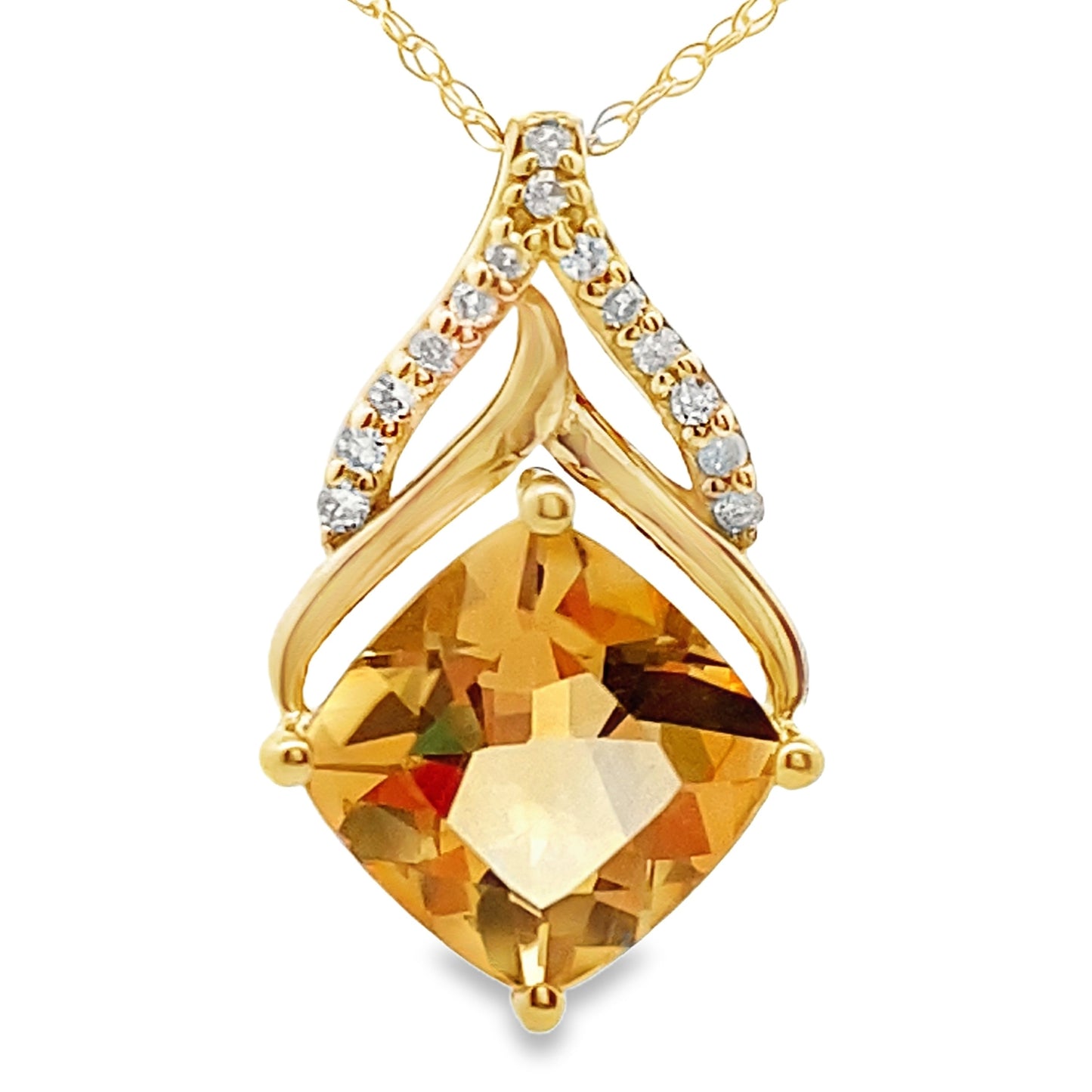 Citrine Diamond Fashion Pendant in 10KT Yellow Gold