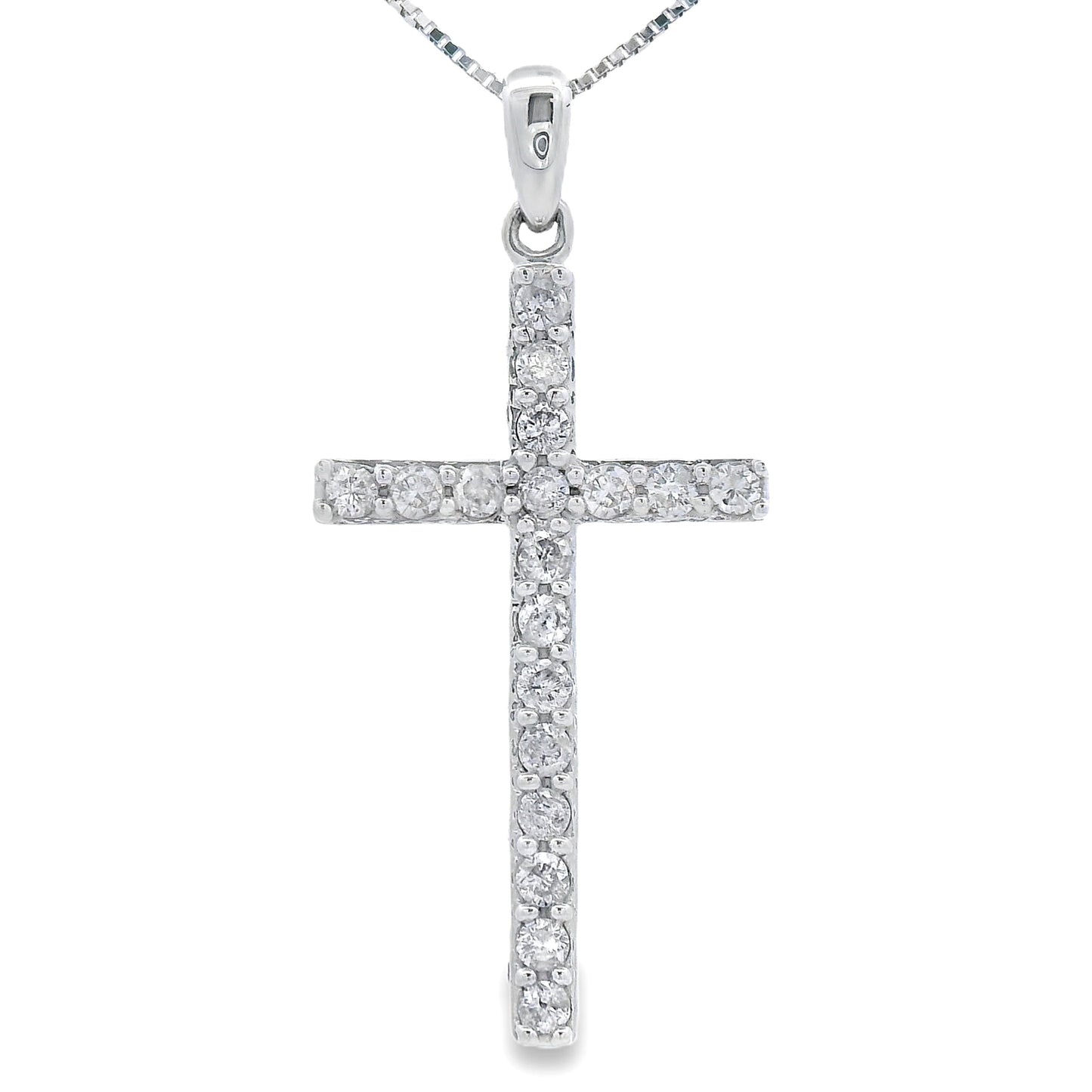 Colgante de Cruz de Diamante de 0.25ct en Oro Blanco de 14KT