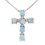 Colgante de Cruz de Diamante de Ópalo en Oro Blanco de 10KT