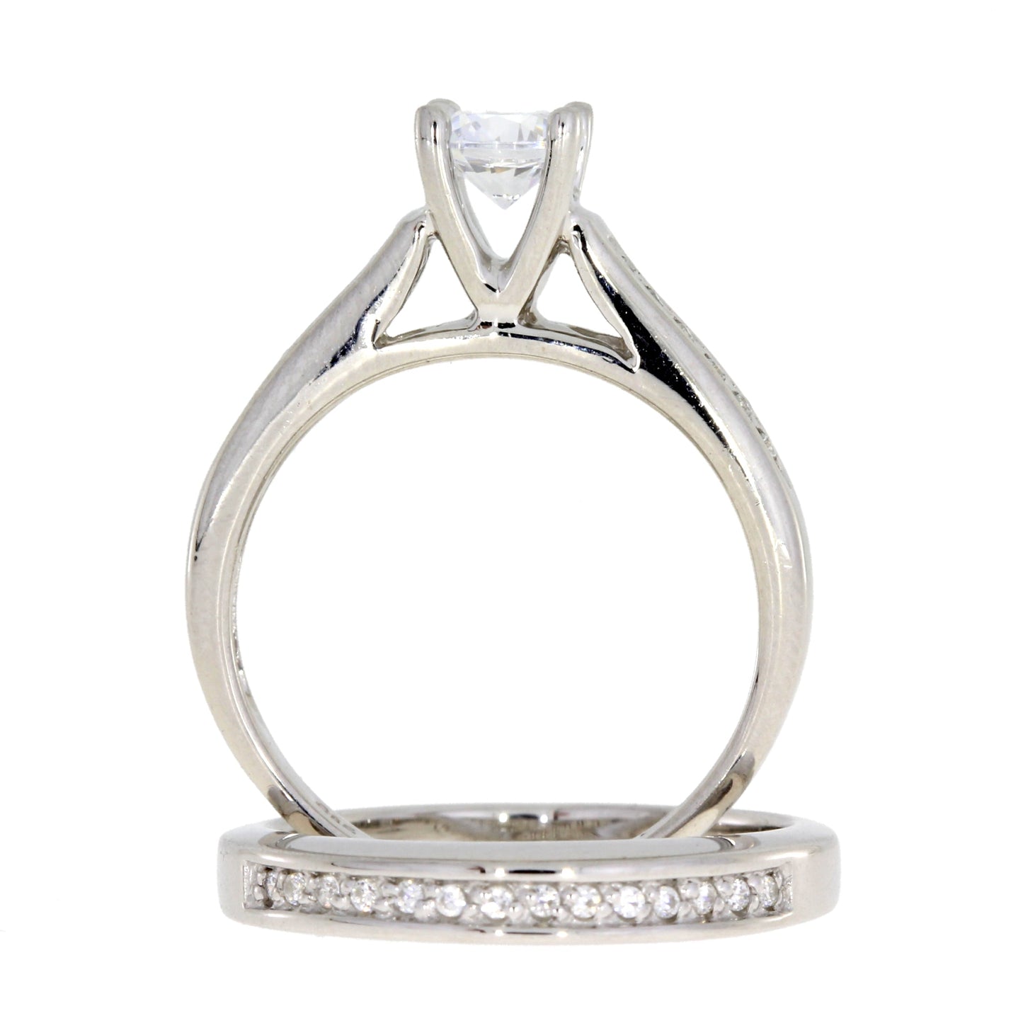 Anillo de Novia de Circonita Cubica en Plata de Ley