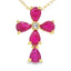 Ruby Diamond Cross Pendant in 10KT Yellow Gold