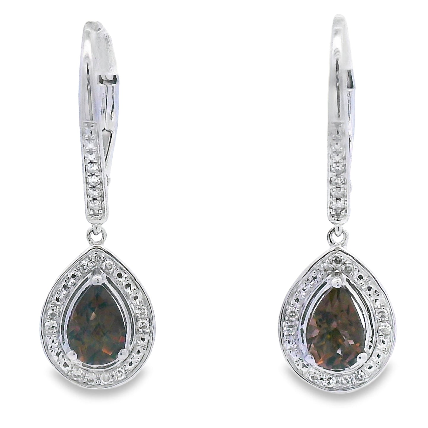 Boucles d'oreilles pendantes en diamant de quartz de 0,87 ct en or blanc 10KT