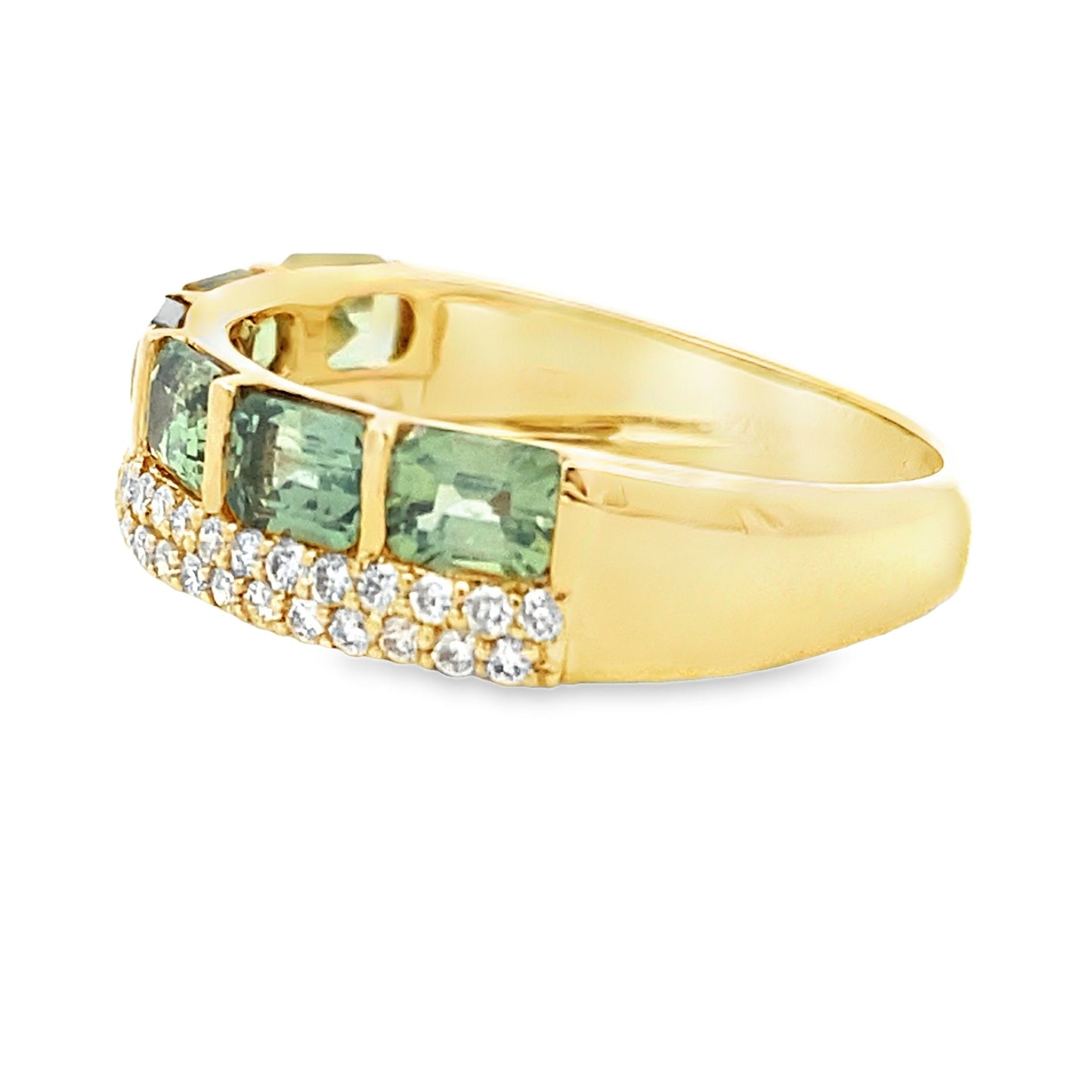 14KT Yellow Gold Green Sapphire Fashion Band Ring