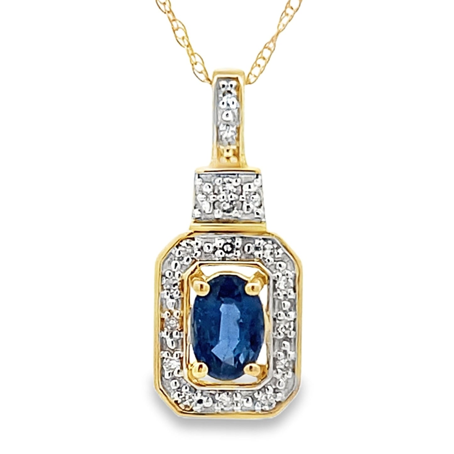 Sapphire Diamond Fashion Pendant in 10KT Yellow Gold