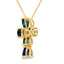 Pendentif Croix en Saphir de 0,82 ct en Or Jaune 10KT