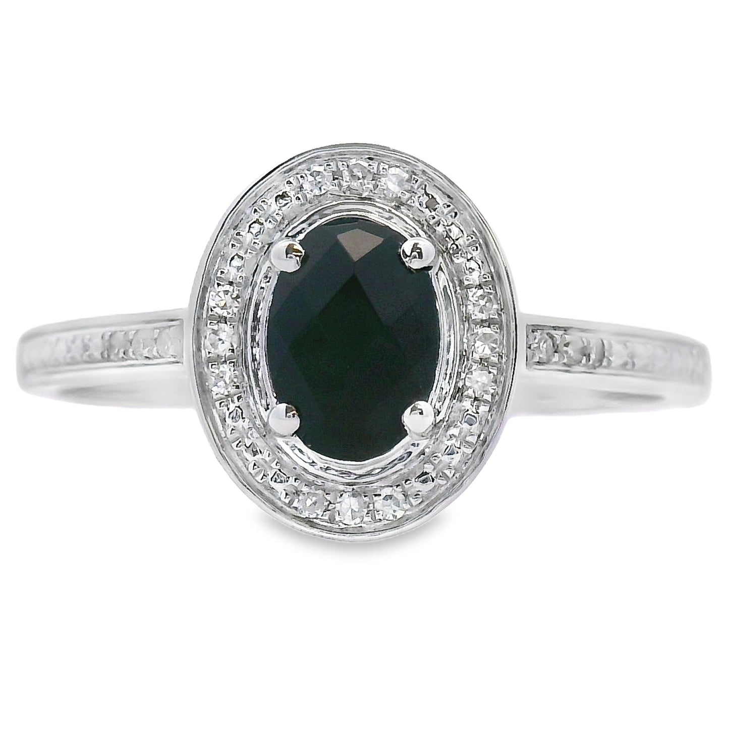 Genuine .55ct Onyx Diamond Ring in 10KT White Gold