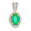 Pendentif de mode en diamant émeraude en or jaune 14KT