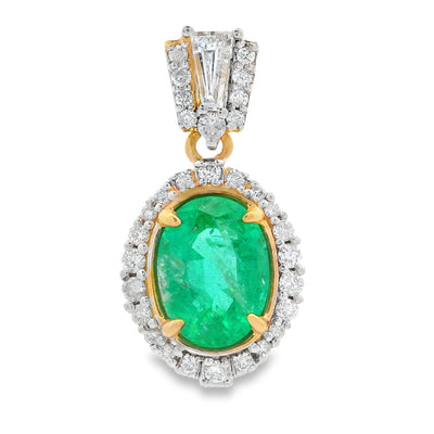 Emerald Diamond Fashion Pendant in 14KT Yellow Gold