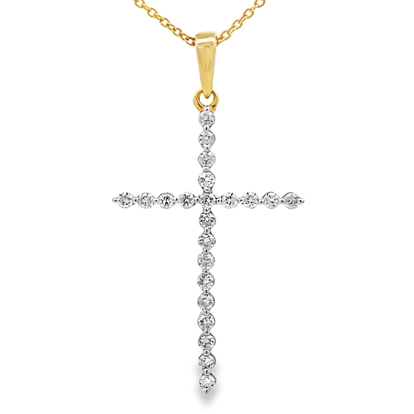 Pendentif Croix en Diamant de 0,21 ct en Or Jaune 14KT
