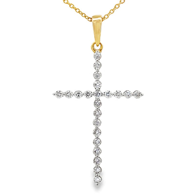Pendentif Croix en Diamant de 0,21 ct en Or Jaune 14KT