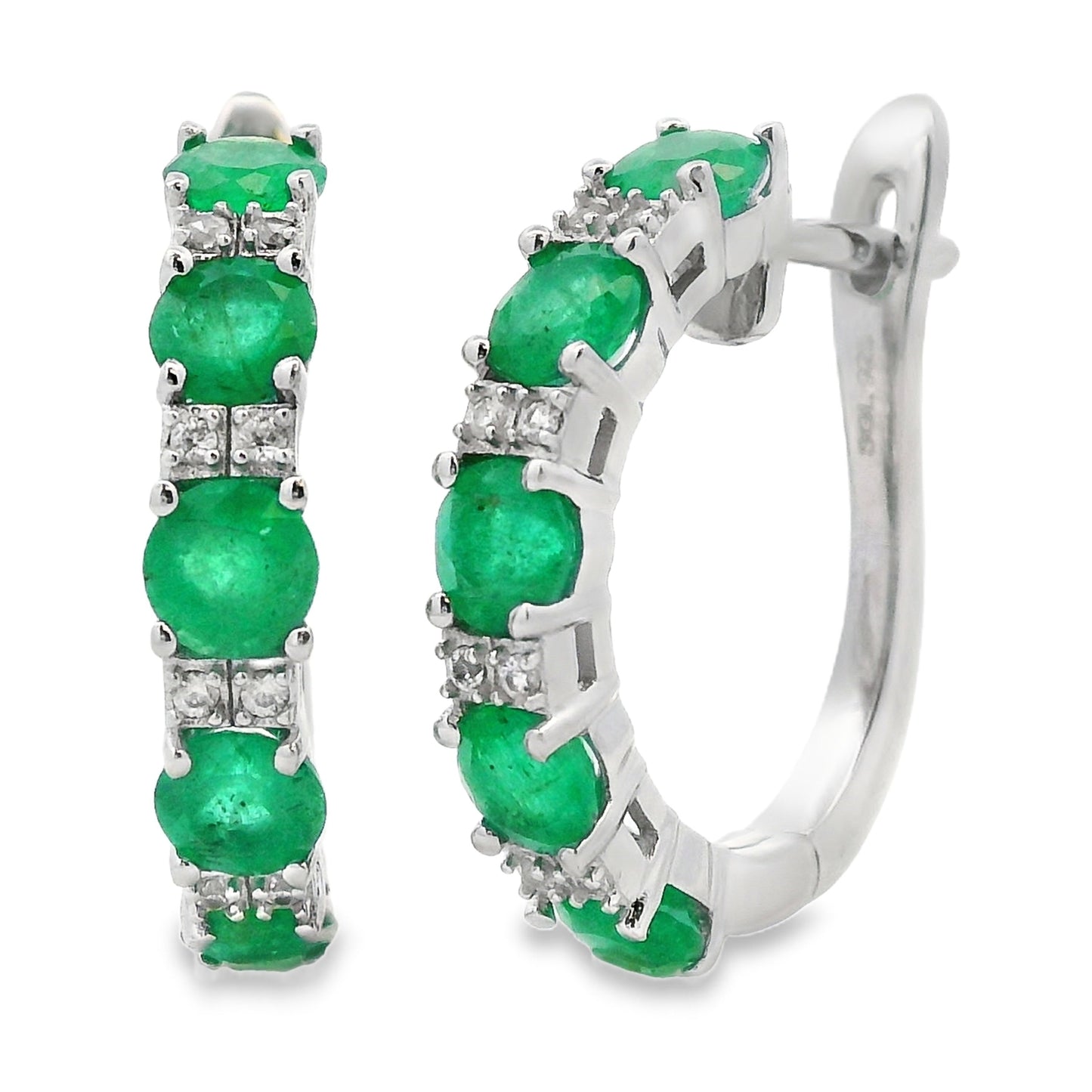Boucles d'oreilles créoles en zircon émeraude de 2,92 ct en argent sterling