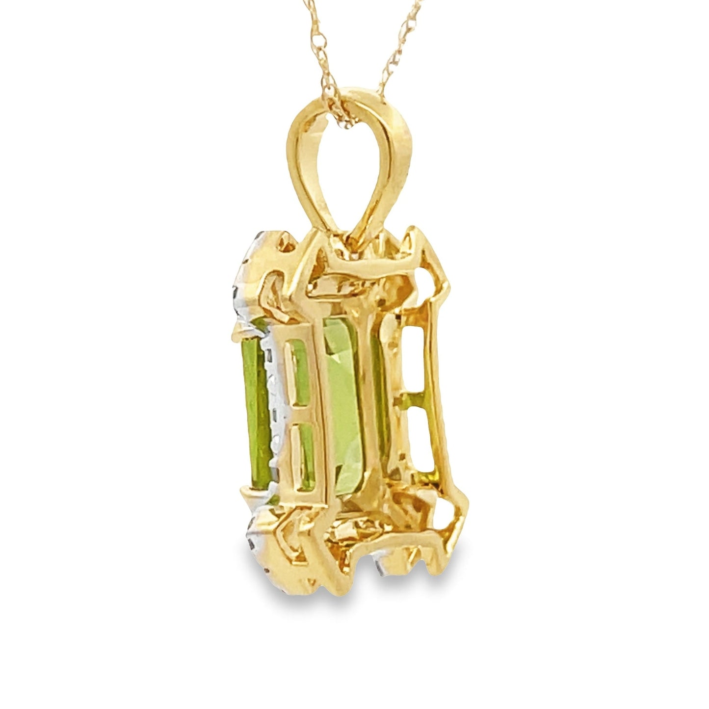 Peridot Diamond Fashion Pendant in 10KT Yellow Gold
