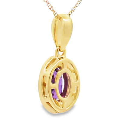 Pendentif en Améthyste et Diamant en Or Jaune 10KT