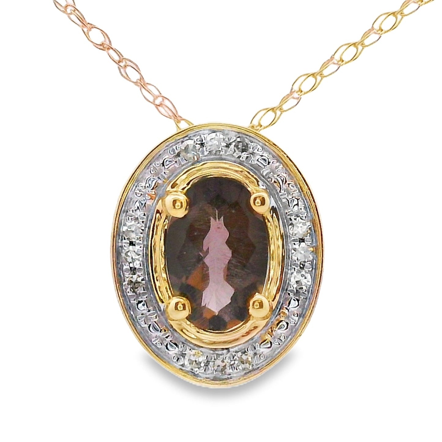 .39ct Colgante de Moda de Cuarzo y Diamante en Oro Amarillo de 10KT