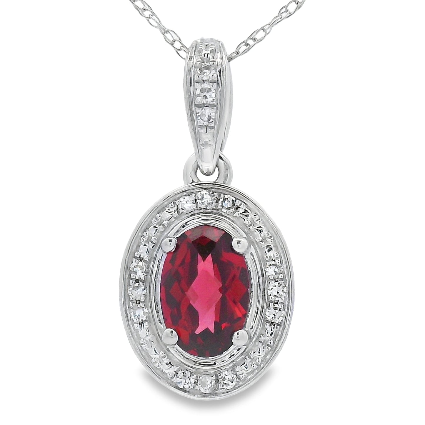 .58ct Colgante de Granate y Diamante en Oro Blanco de 10KT